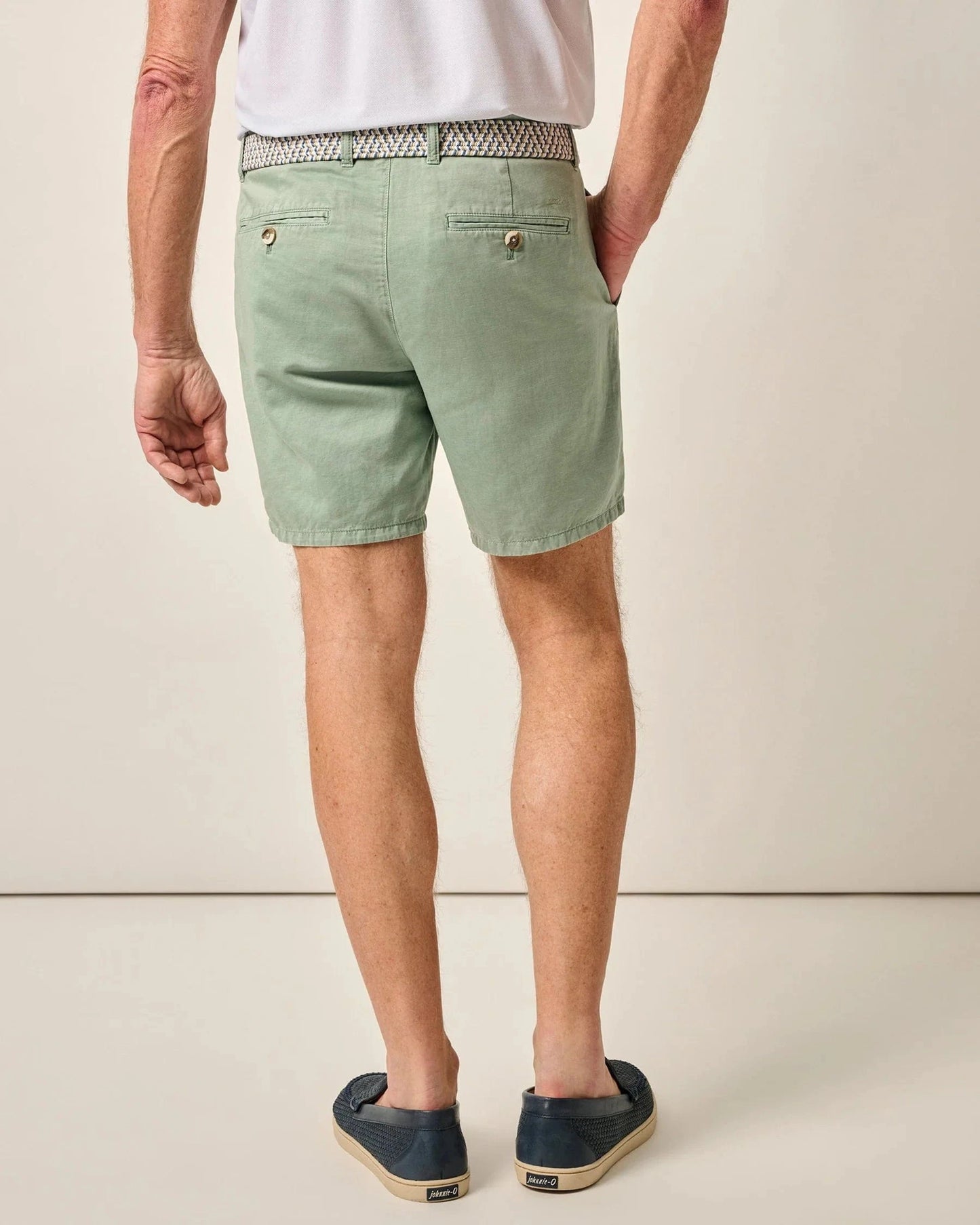 Johnnie O Shorts Melrose Cotton Linen Shorts 7" - Blue Surf