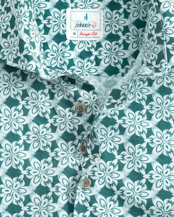 Johnnie O Sport Shirts Luis Printed Button Up Shirt- Jungle