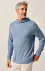 Johnnie-O Sweaters Drayton Merino Cashmere Sweater Hoodie in Laguna Blue