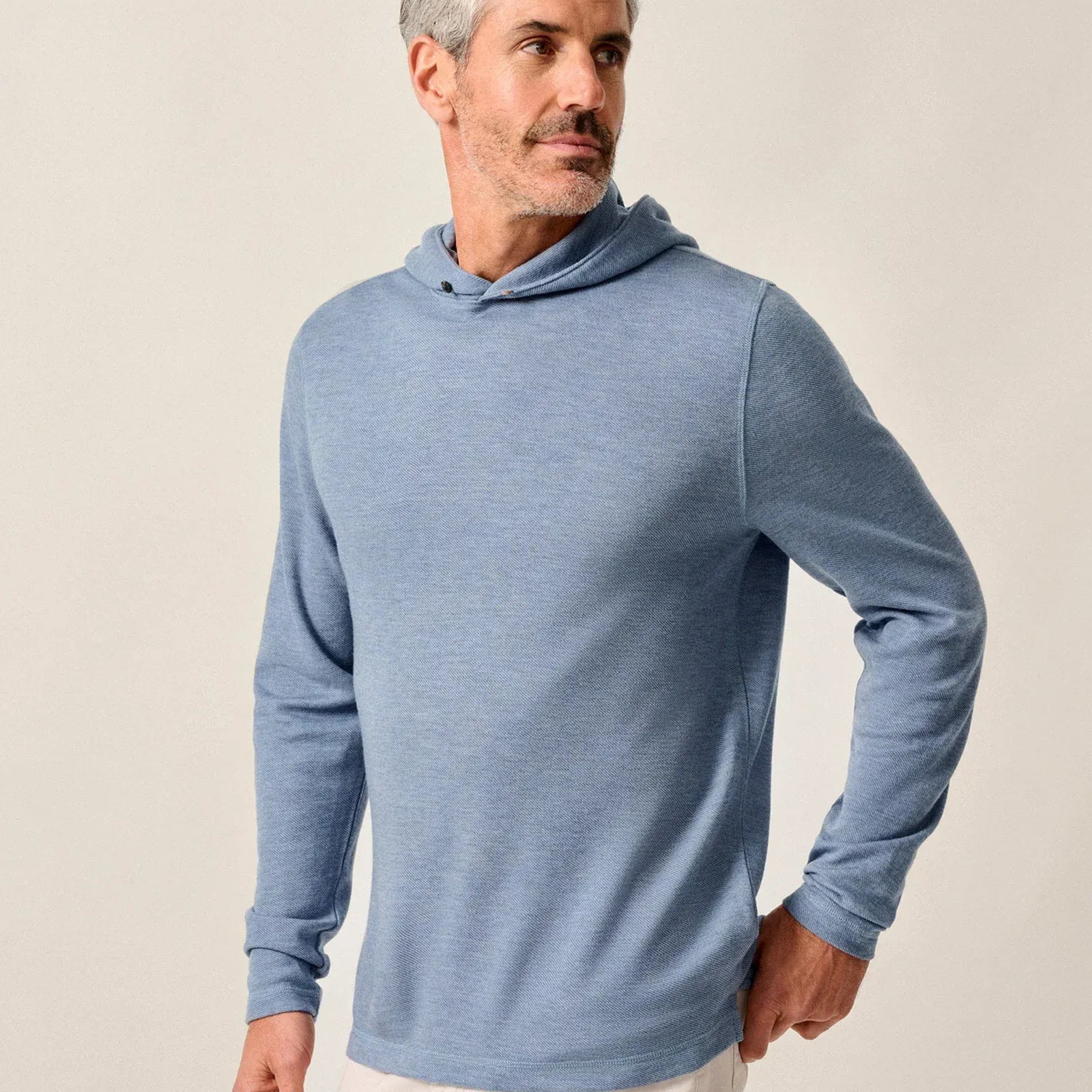 Johnnie-O Sweaters Drayton Merino Cashmere Sweater Hoodie in Laguna Blue