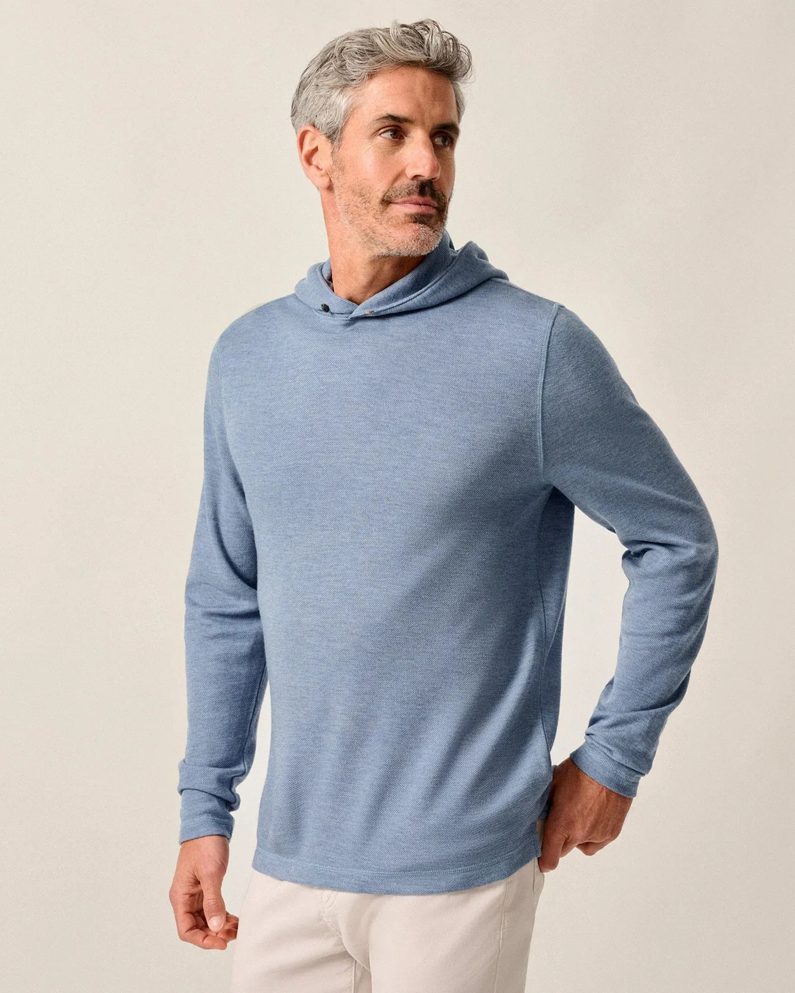 Johnnie-O Sweaters Drayton Merino Cashmere Sweater Hoodie in Laguna Blue