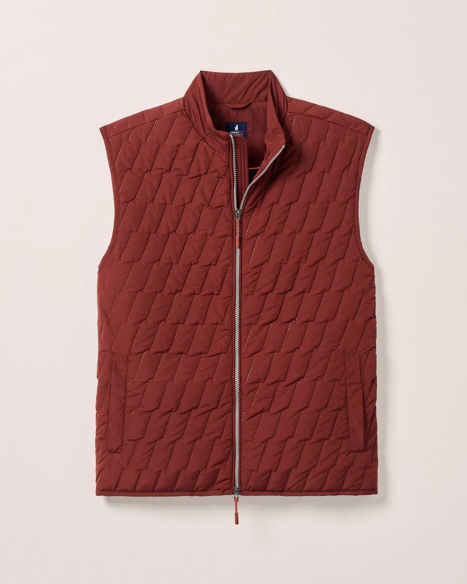 Johnnie-O Vest Belfry Quilted Puffer Vest in Dark Maroon