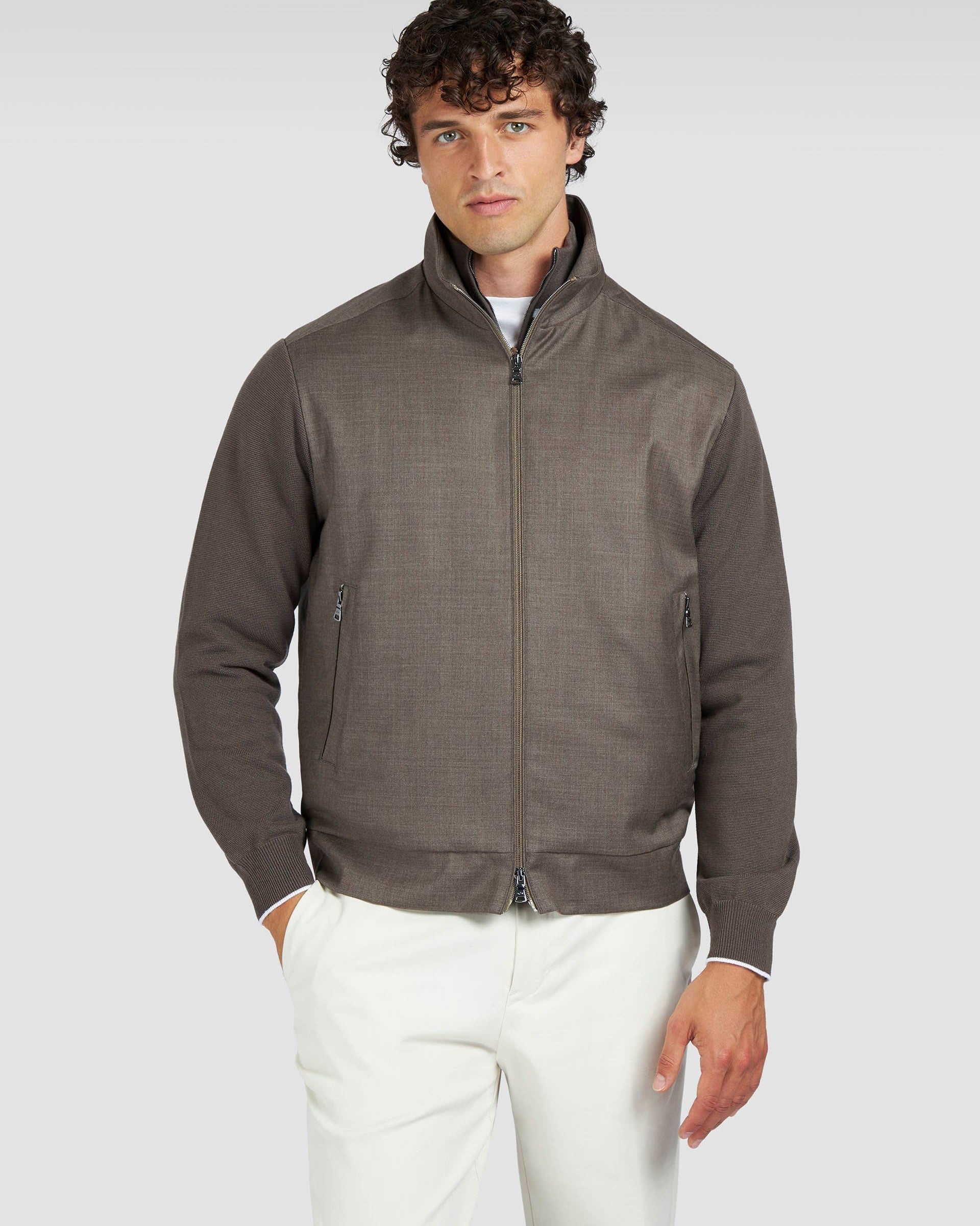 Paul and Shark Sweaters Merino Wool Hybrid Zip-Up Cardigan