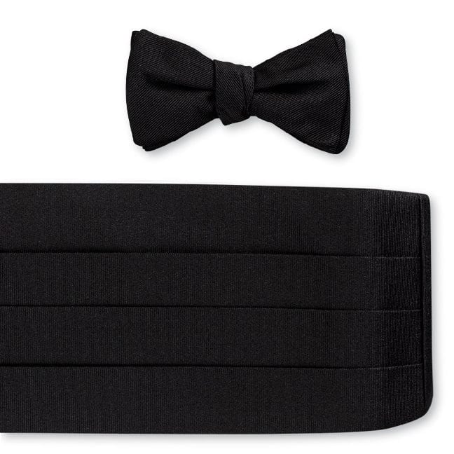 R. Hanauer, Inc. Formal Accessories Black Faille Cummerbund Set