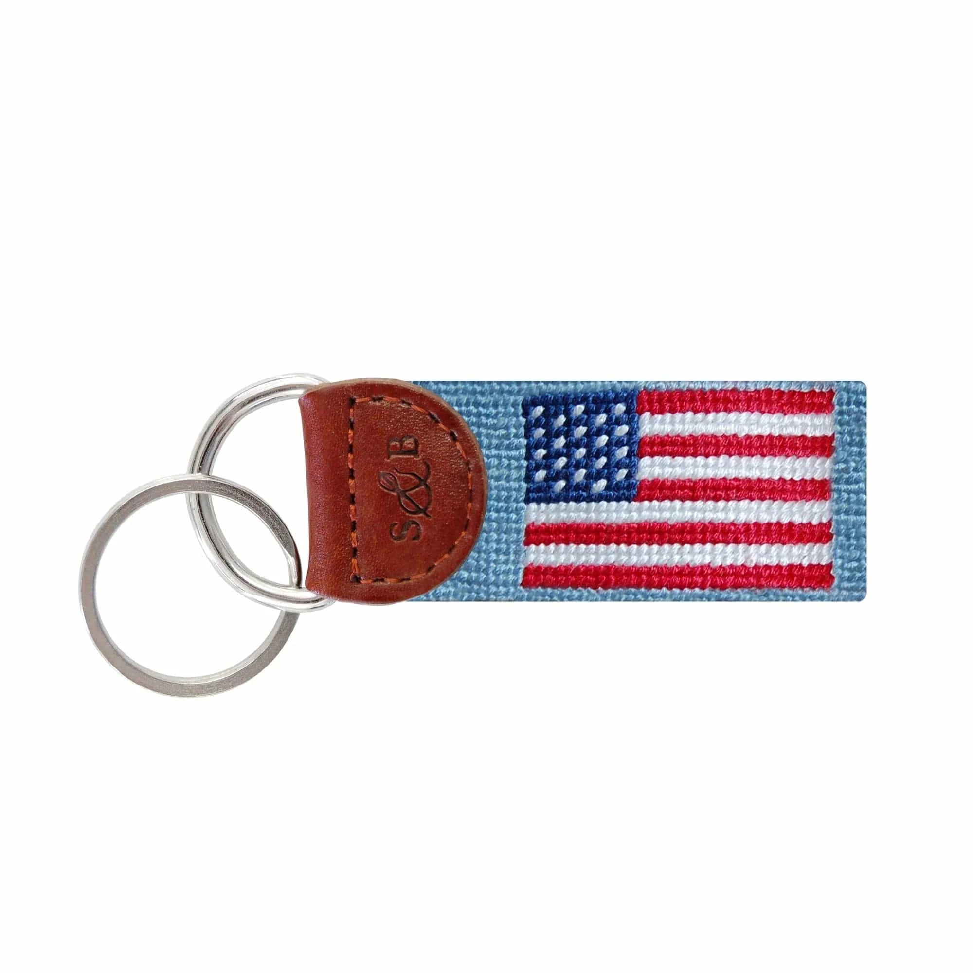 Smathers & Branson Small Leather Goods American Flag Key Fob (Antique Blue)