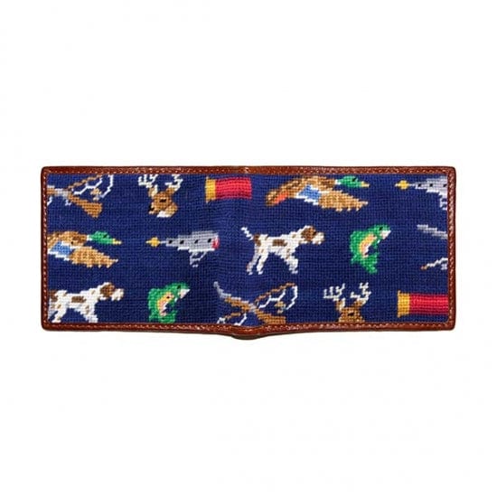 Smathers & Branson Small Leather Goods Southern Sportsman Pattern Needlepoint Bi-Fold Wallet