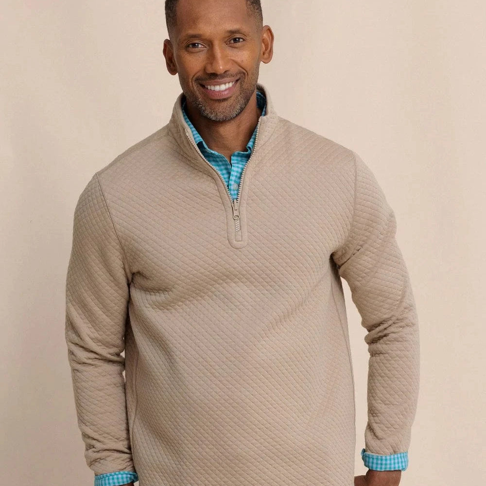 Southern Tide 1/4 Zip SANDSTONE KHAKI / S Oak Island Reversible Quarter Zip