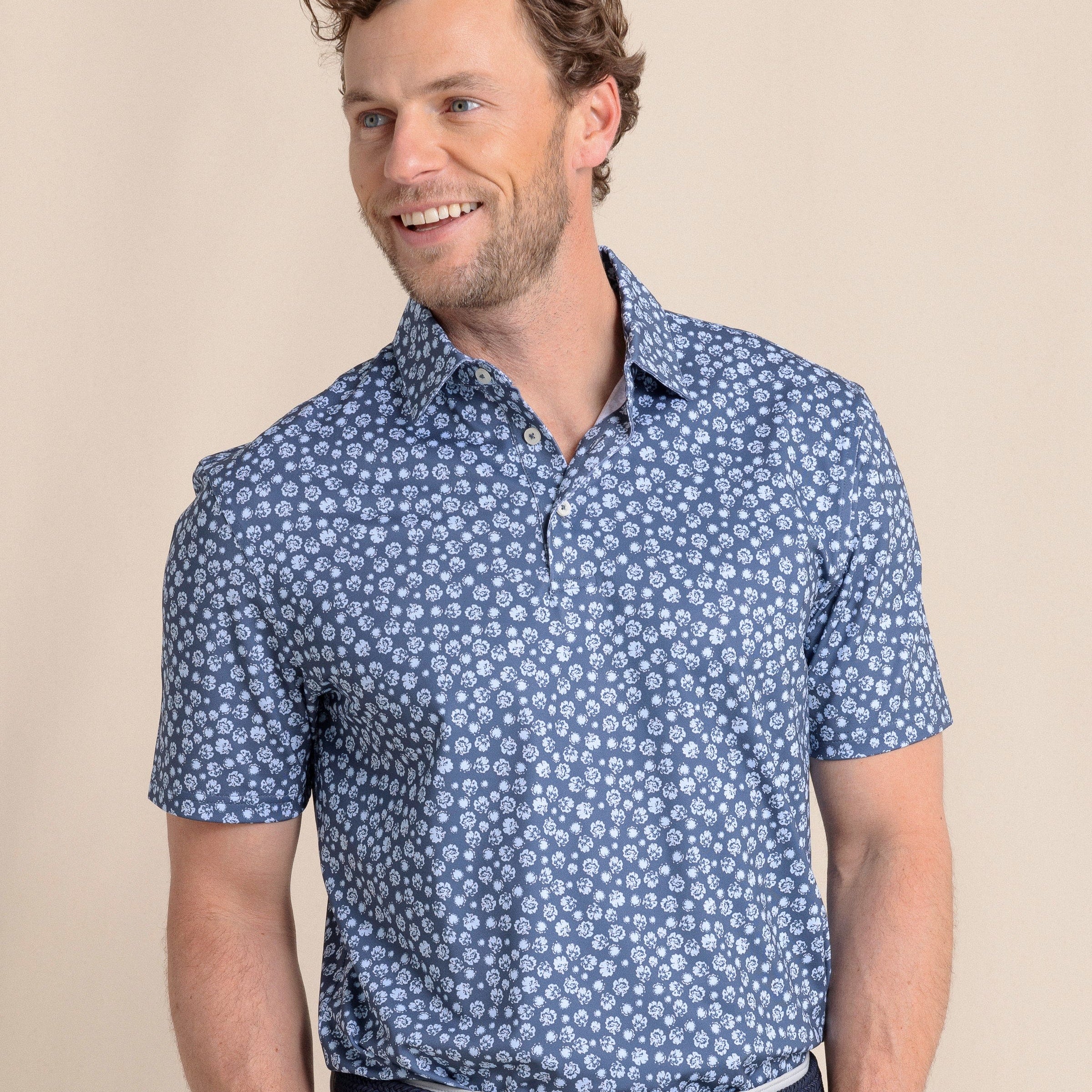 Southern Tide Polos Driver Blossom Bliss Polo - Light Indigo