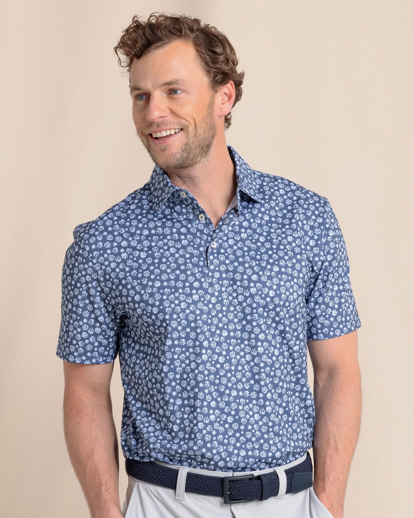 Southern Tide Polos Driver Blossom Bliss Polo - Light Indigo