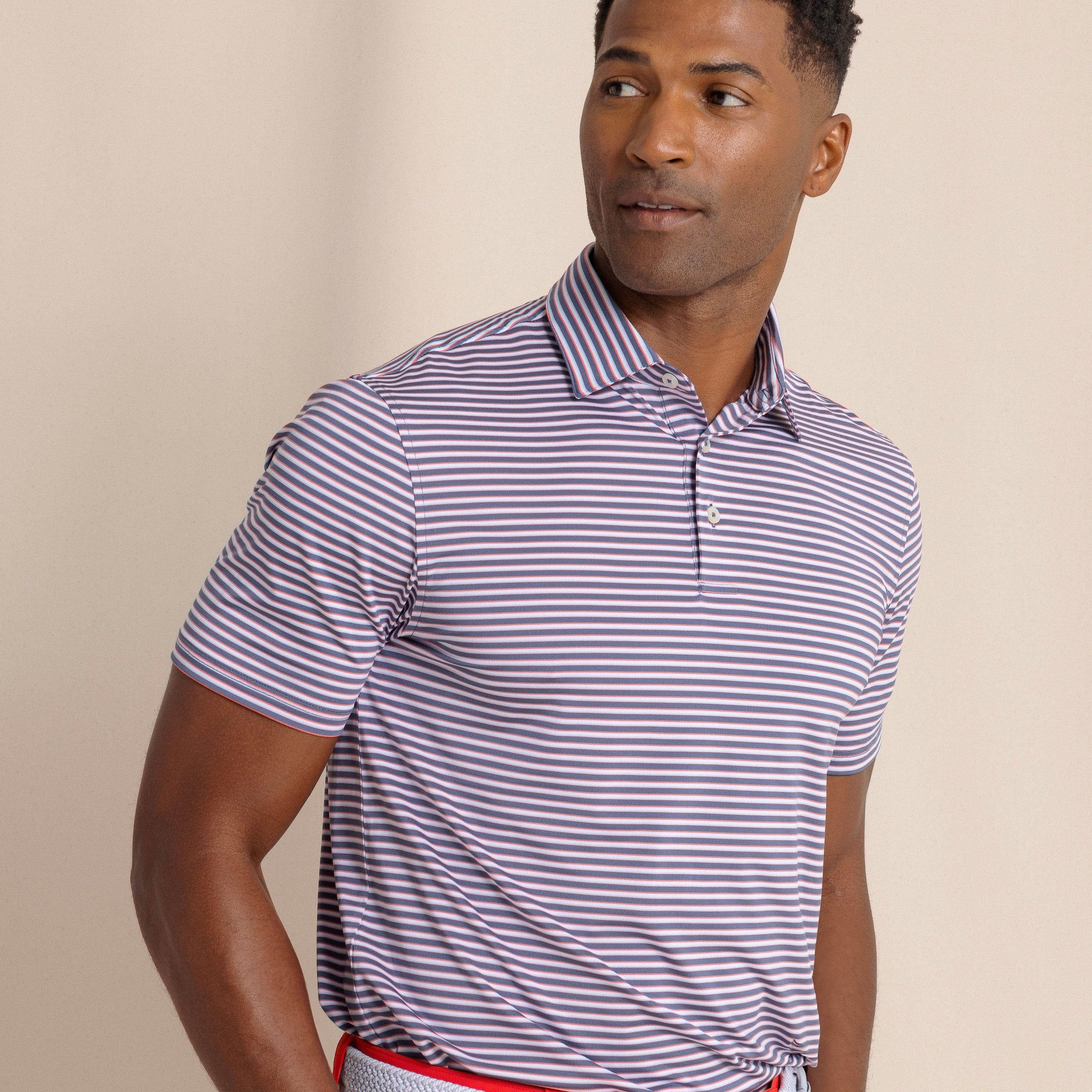 Southern Tide Polos Driver Caravel Stripe Polo - Light Indigo
