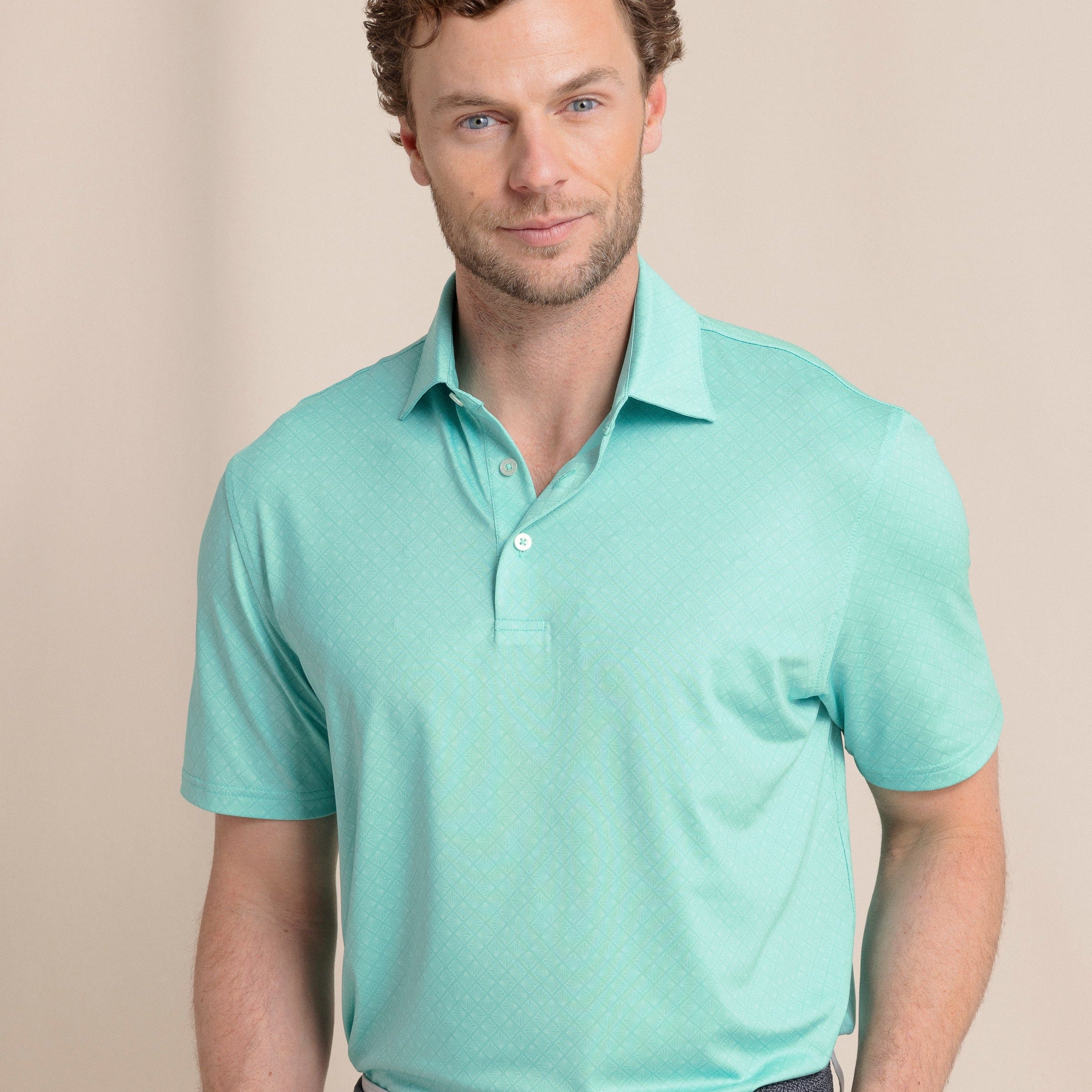Southern Tide Polos Driver Snazzy Scales Printed Polo - Turtle Green