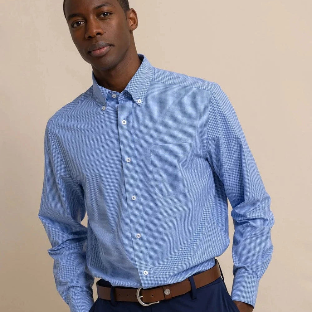 Southern Tide Sport Shirts Cobalt Blue / M Micro Gingham brrr Intercoastal Sport Shirt