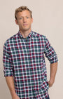 Southern Tide Sport Shirts Cobblestone Plaid Beach Flannel Sport Shirt- Muscadine