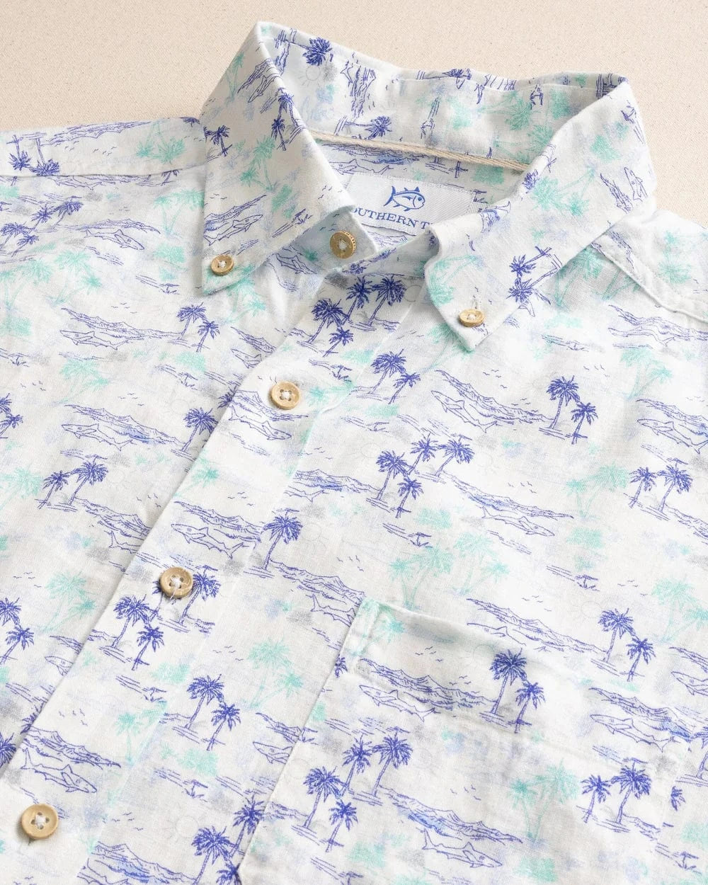 Southern Tide Sport Shirts Ocean Getaway Short Sleeve Sport Shirt