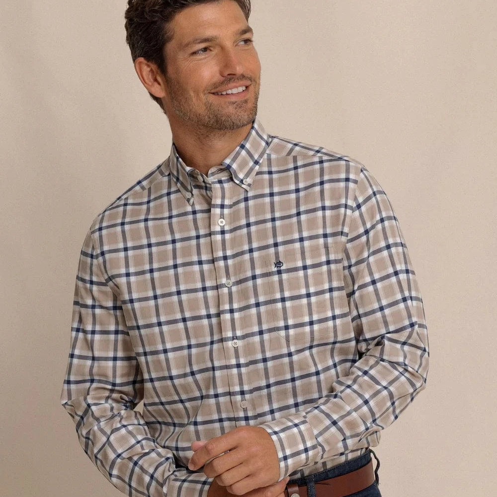 Southern Tide Sport Shirts SANDSTONE KHAKI / S Beachrock Plaid Skipjack Sport Shirt