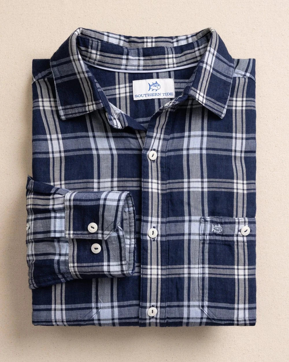 Southern Tide Sport Shirts Somerset Plaid Heather Double Cloth Long Sleeve Sport Shirt