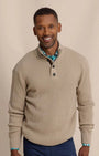 Southern Tide Sweaters HEATHER SANDSTONE KHAKI / S Bass Creek Heather Quarter Button Sweater