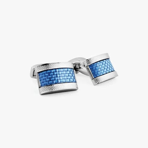 Tateossian Formal Accessories D Shape Cufflinks with Blue Alutex