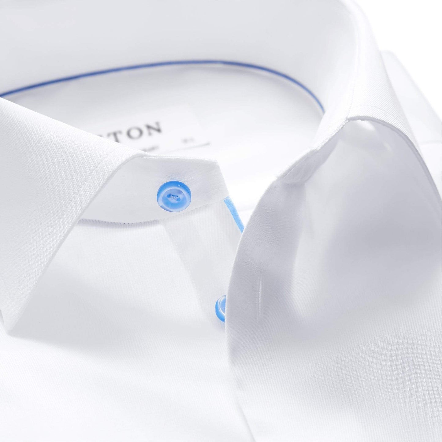 Eton Dress Shirts Contemporary Fit White Twill w/Blue Detail