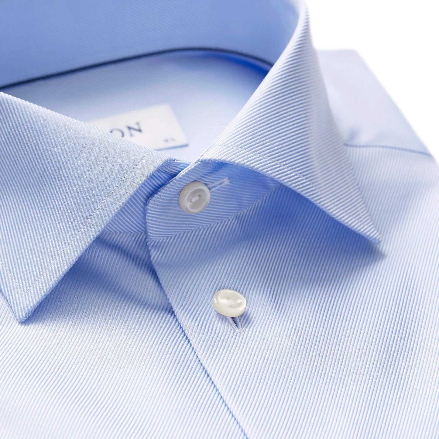 Eton Dress Shirts Slim Fit Light Blue Textured Twill
