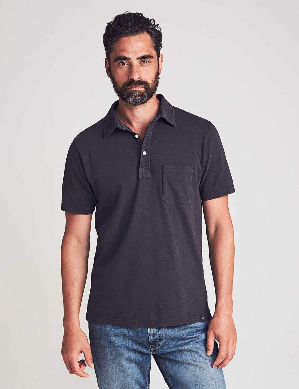 Faherty Polos Sunwashed Polo- Black