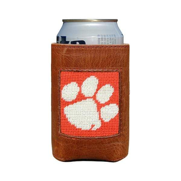 Smathers & Branson Small Leather Goods Clemson Needlepoint Can Cooler