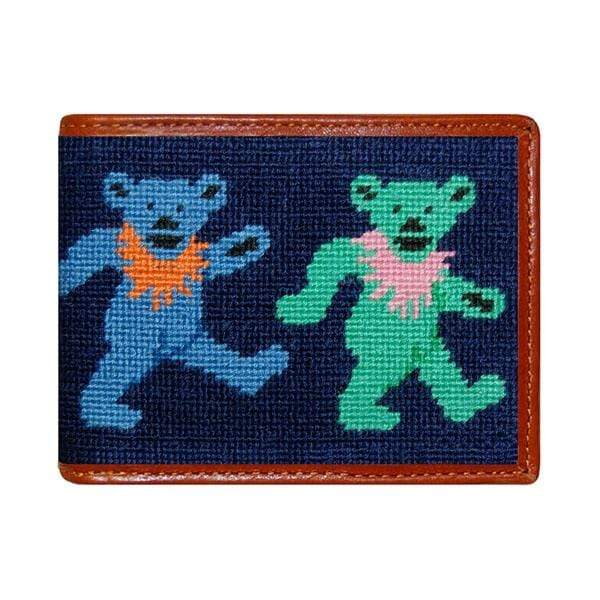 Smathers & Branson Small Leather Goods Dancing Bears Needlepoint Bi-Fold Wallet