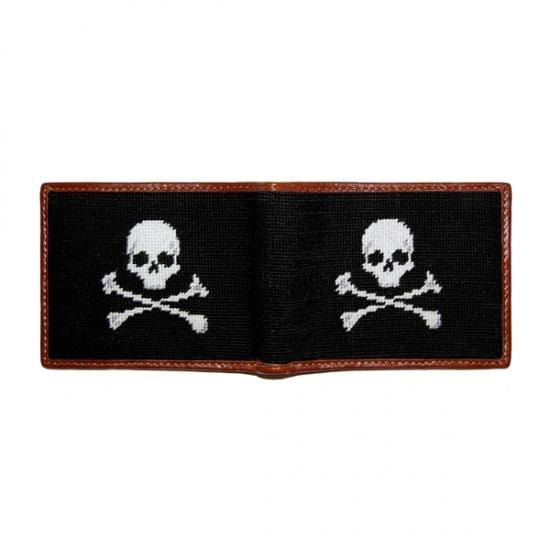Smathers & Branson Small Leather Goods Jolly Roger Needlepoint Bi-Fold Wallet