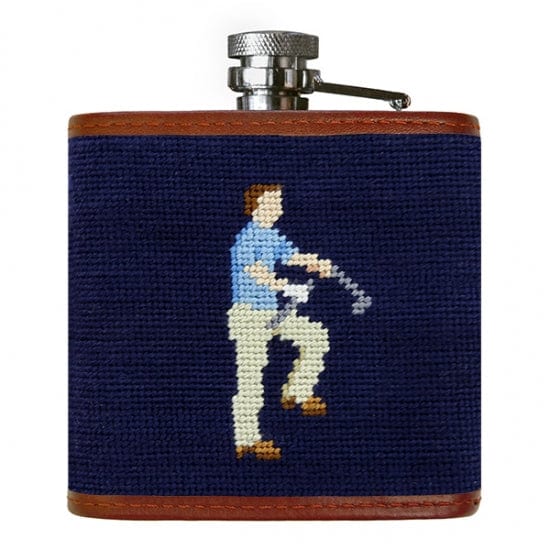 Smathers & Branson Small Leather Goods Mulligan Needlepoint Flask