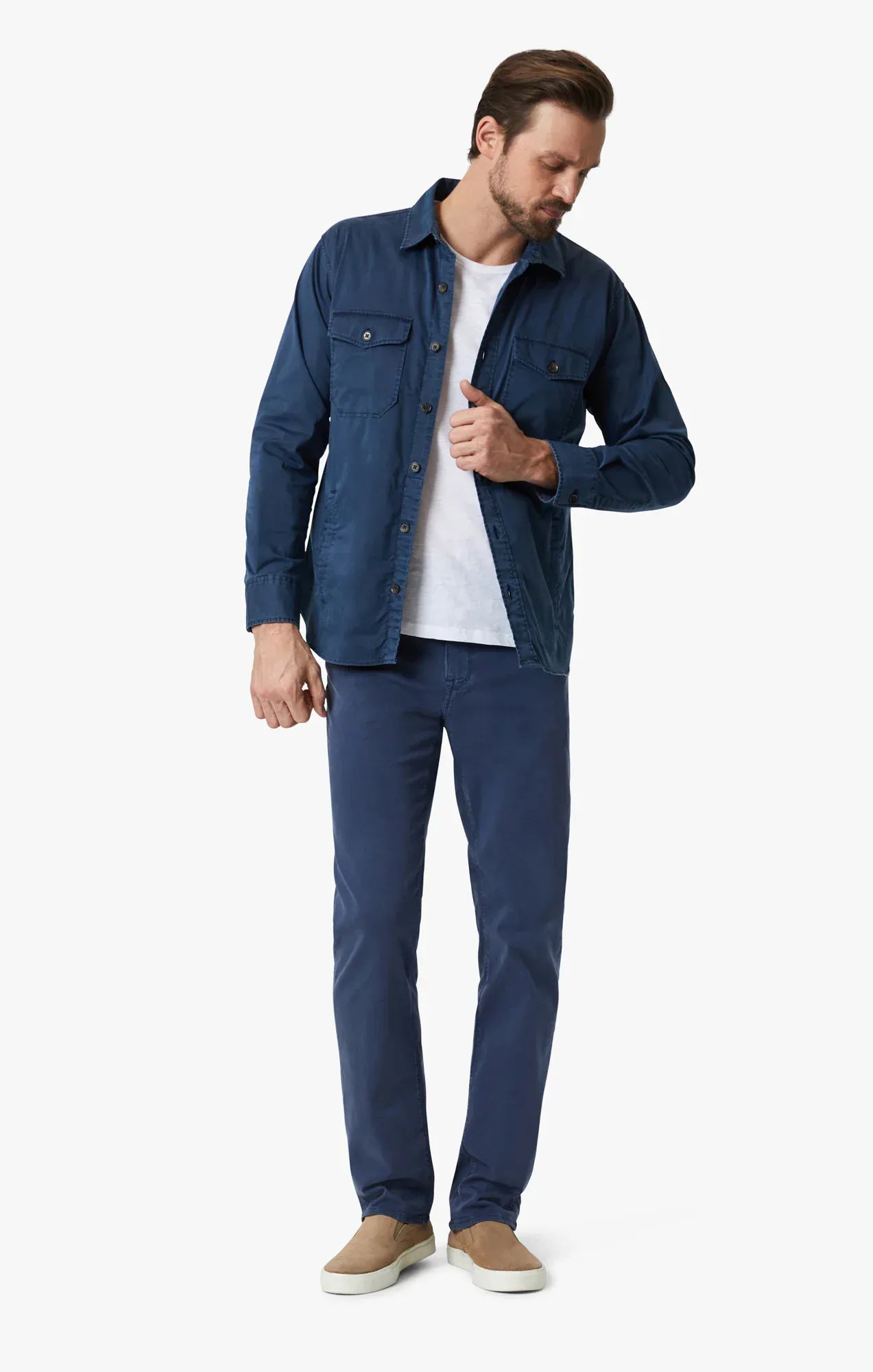 34 Heritage 5-Pockets Charisma Relaxed Straight Leg Pants In Dark Denim Twill