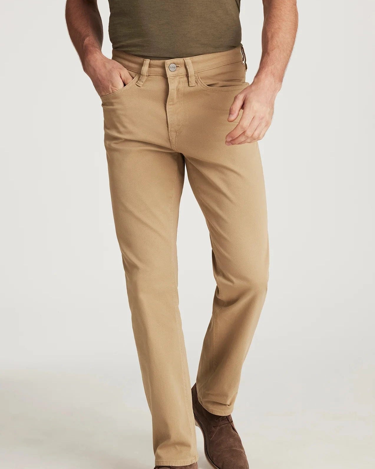 34 Heritage 5-Pockets Charisma Relaxed Straight Pants in Beige Honeycomb