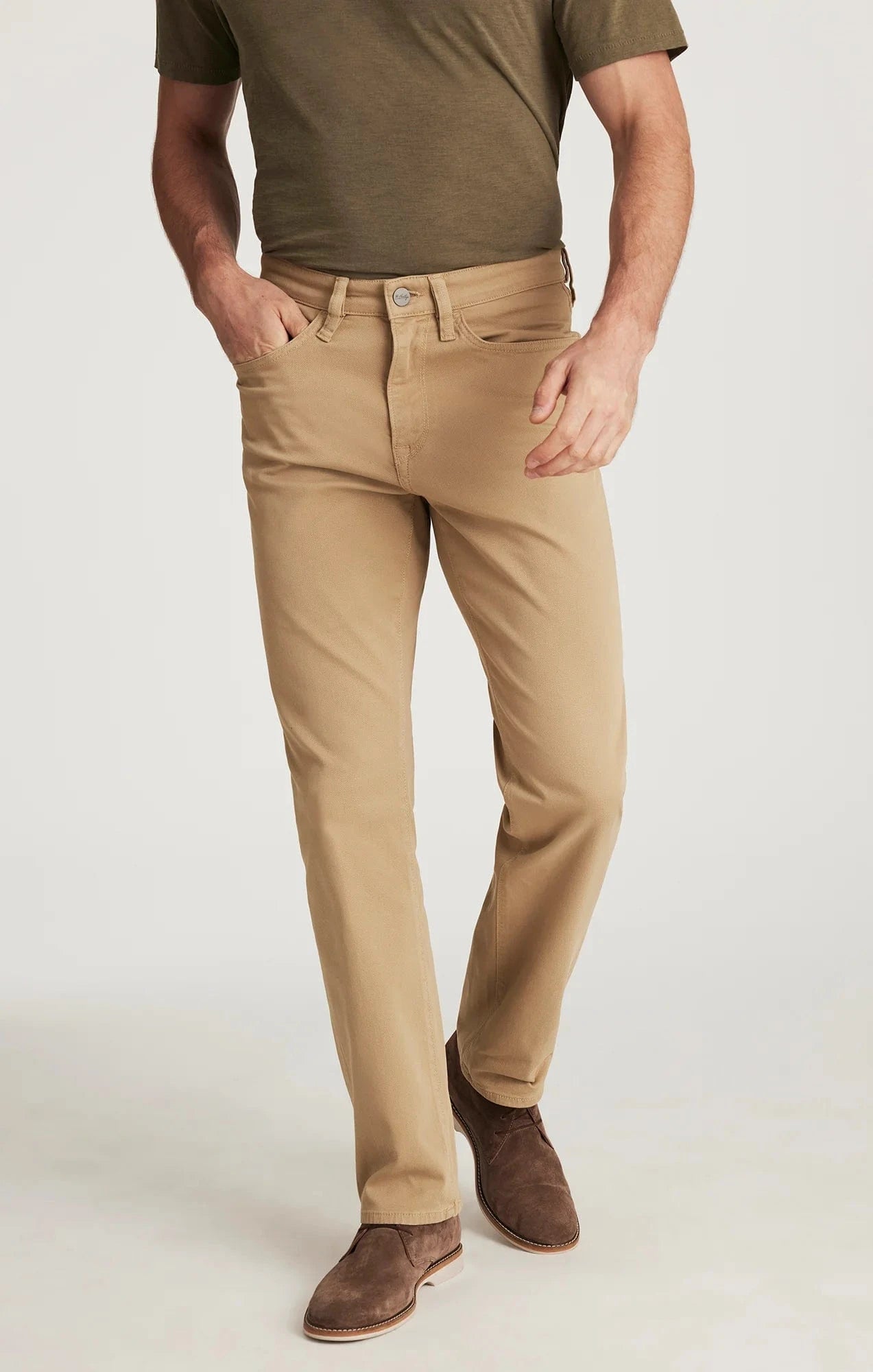 34 Heritage 5-Pockets Charisma Relaxed Straight Pants in Beige Honeycomb