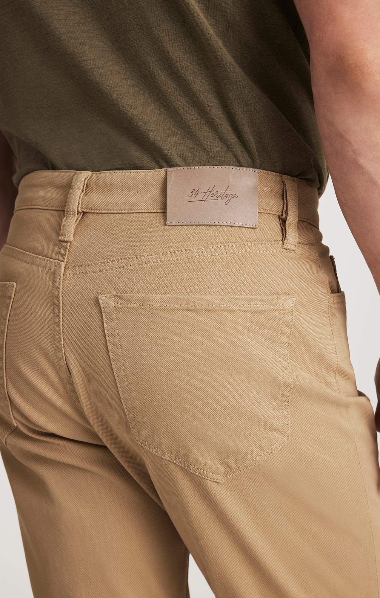34 Heritage 5-Pockets Charisma Relaxed Straight Pants in Beige Honeycomb