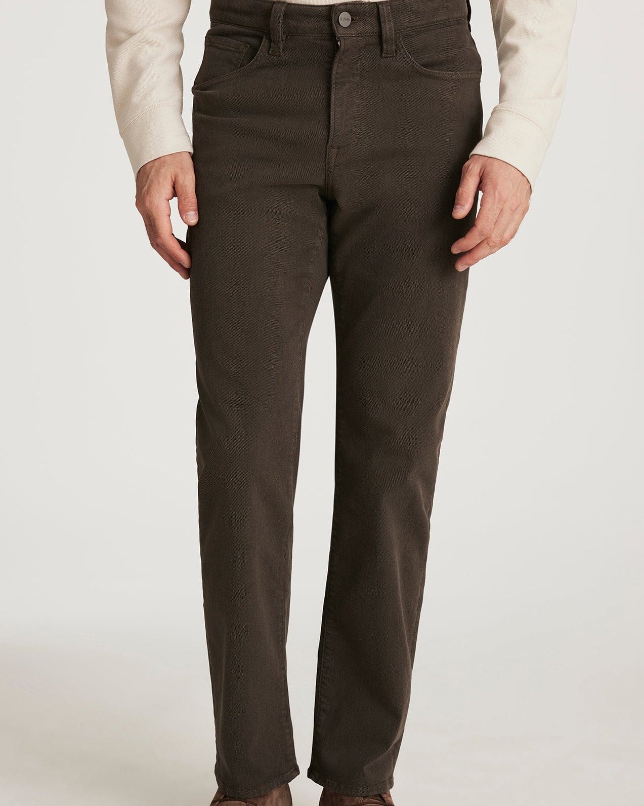 34 Heritage 5-Pockets Charisma Relaxed Straight Pants in Brown Diagonal