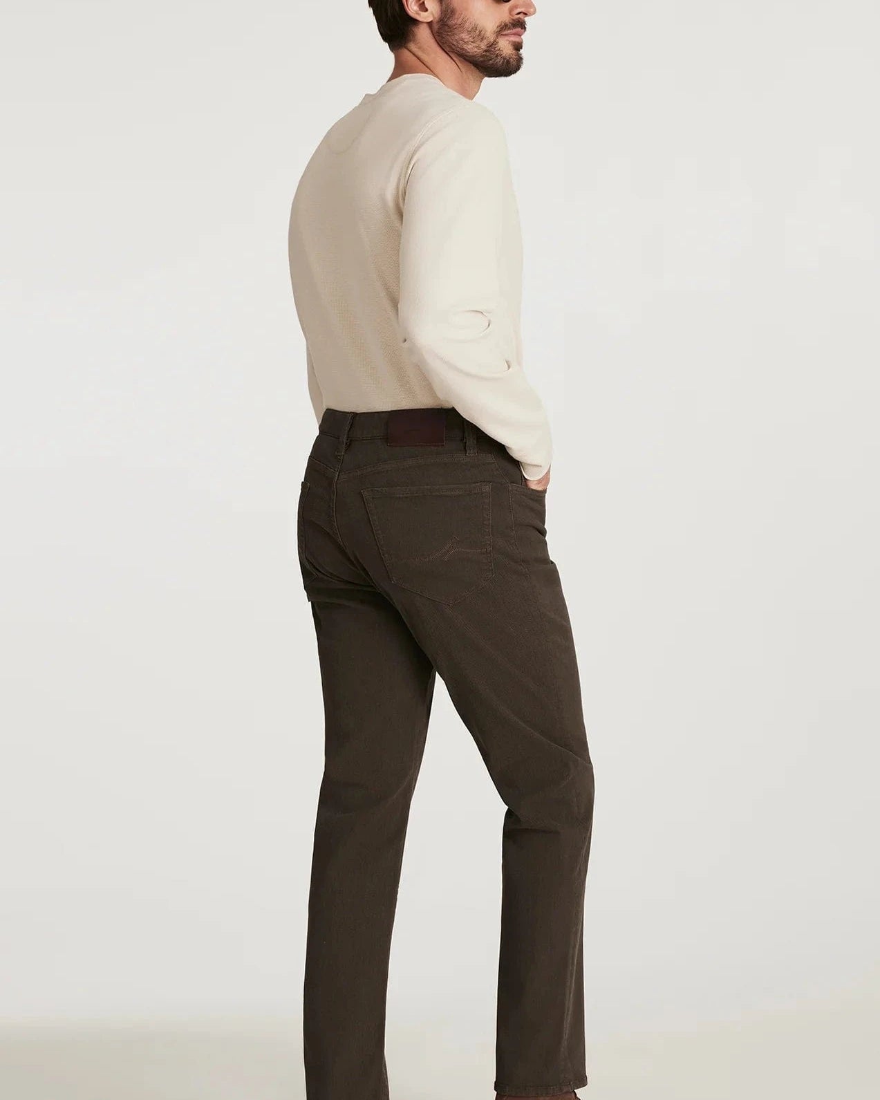 34 Heritage 5-Pockets Charisma Relaxed Straight Pants in Brown Diagonal