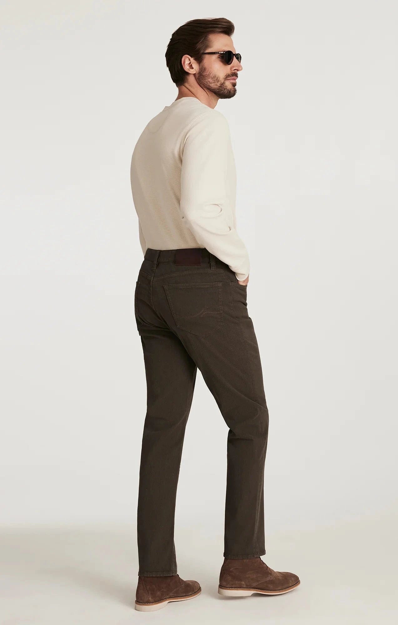 34 Heritage 5-Pockets Charisma Relaxed Straight Pants in Brown Diagonal