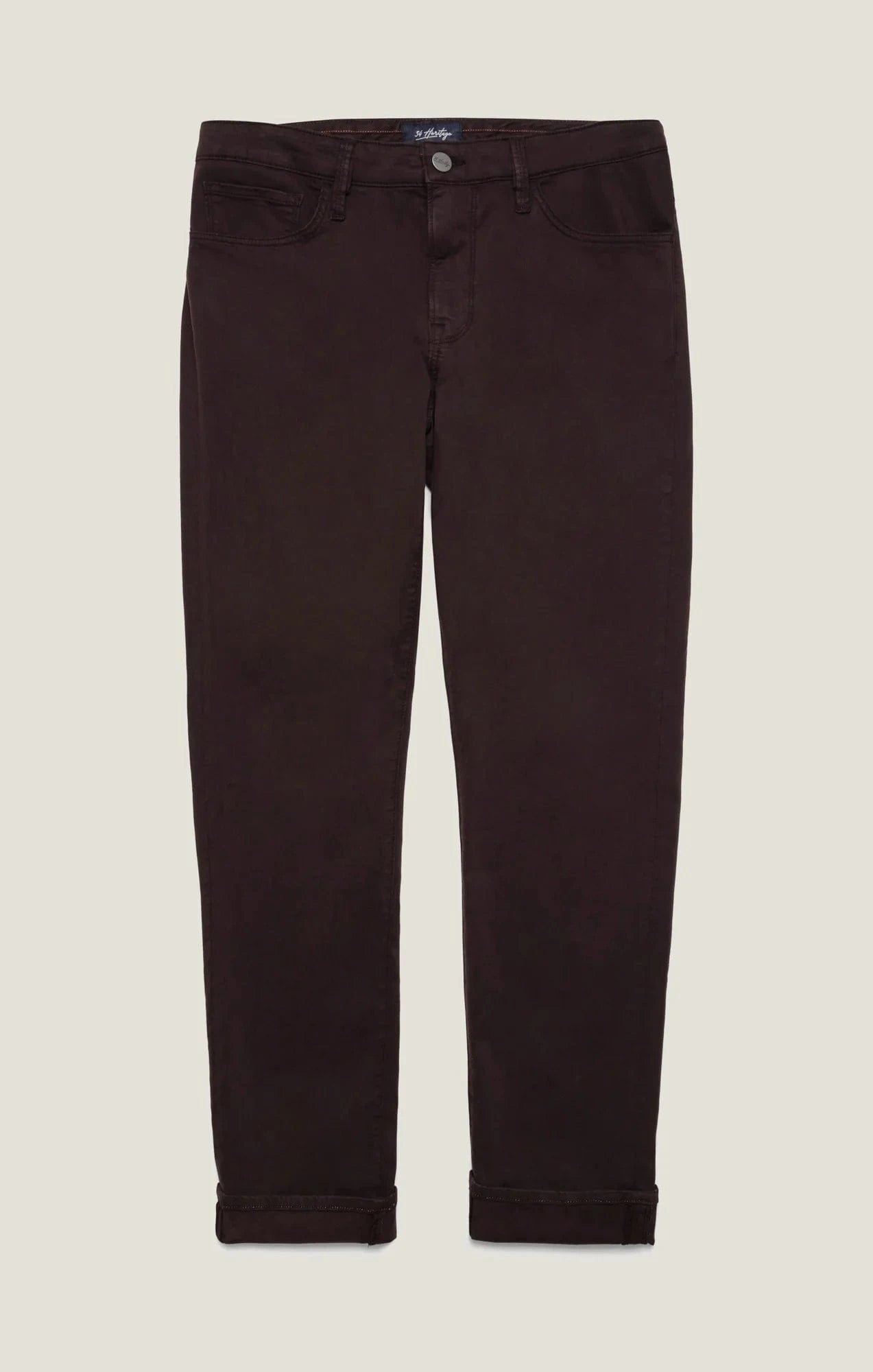 34 Heritage 5-Pockets Charisma Relaxed Straight Pants in Burgundy Twill