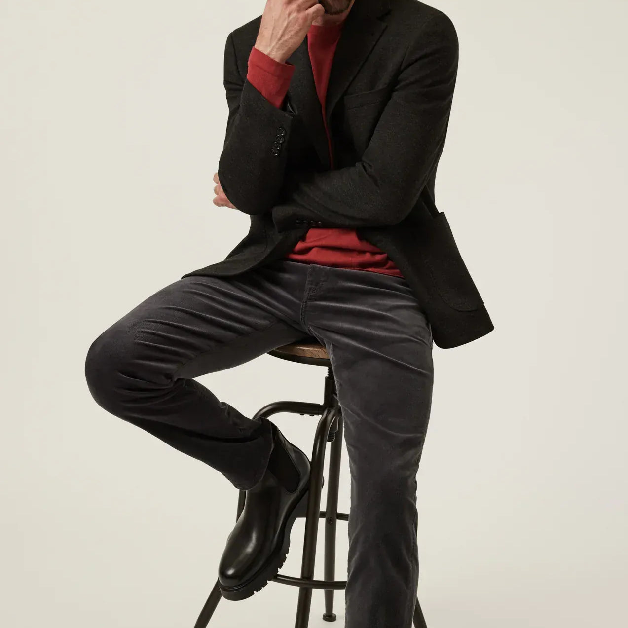 34 Heritage 5-Pockets Charisma Relaxed Straight Pants in Charcoal Cord