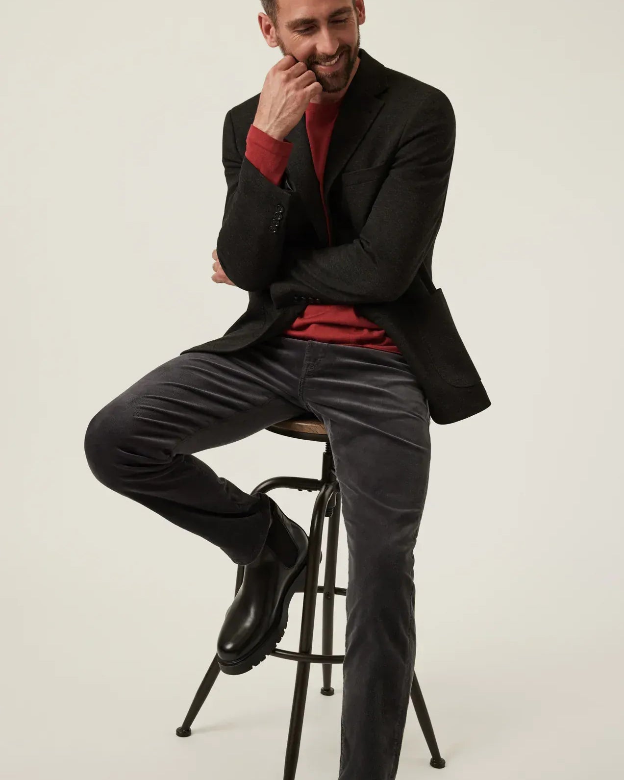 34 Heritage 5-Pockets Charisma Relaxed Straight Pants in Charcoal Cord