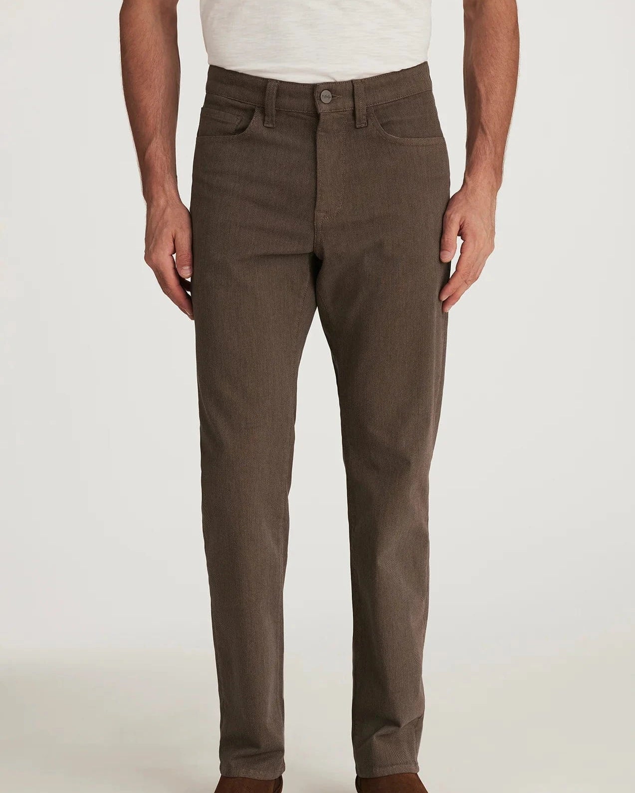 34 Heritage 5-Pockets Charisma Relaxed Straight Pants in Coffee Diagonal
