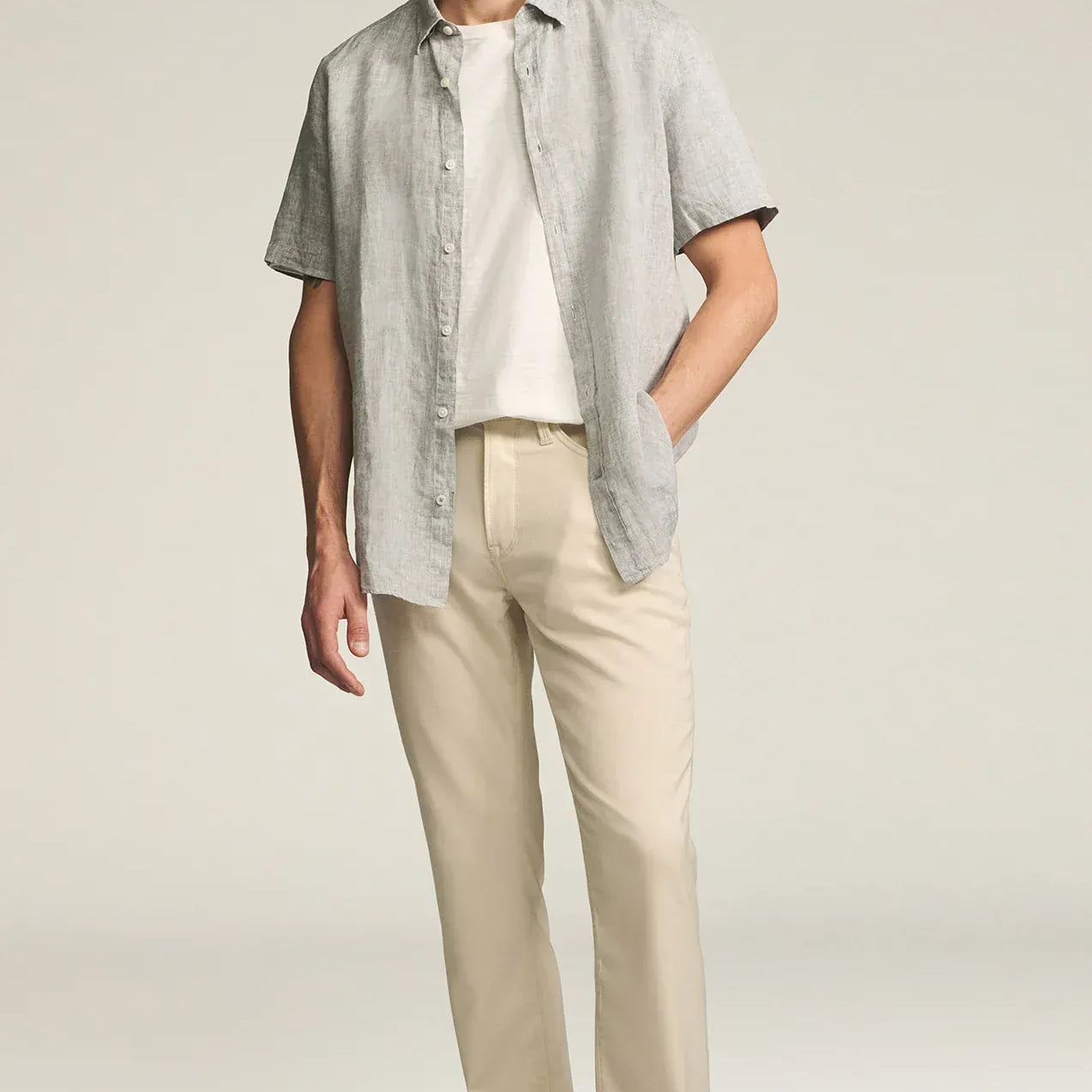 34 Heritage 5-Pockets Charisma Relaxed Straight Pants in Cream Cross Twill