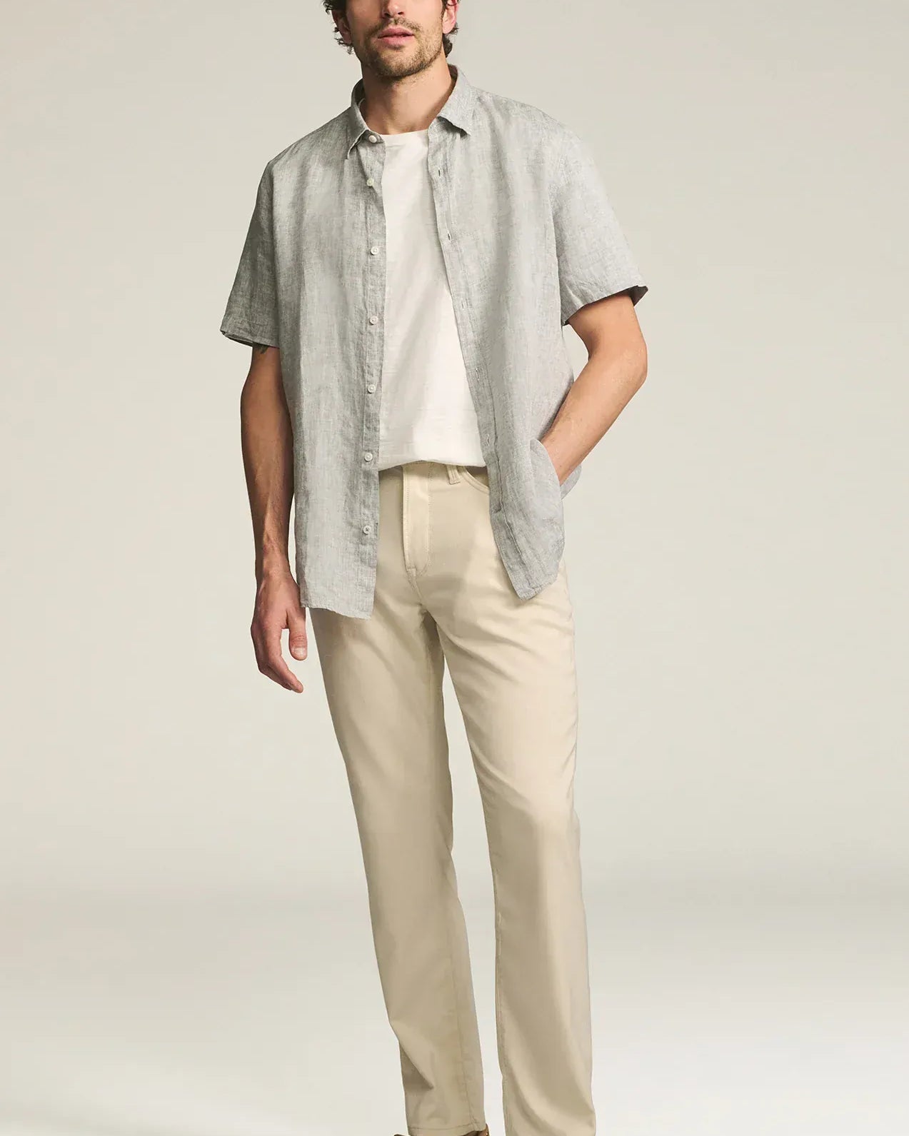 34 Heritage 5-Pockets Charisma Relaxed Straight Pants in Cream Cross Twill