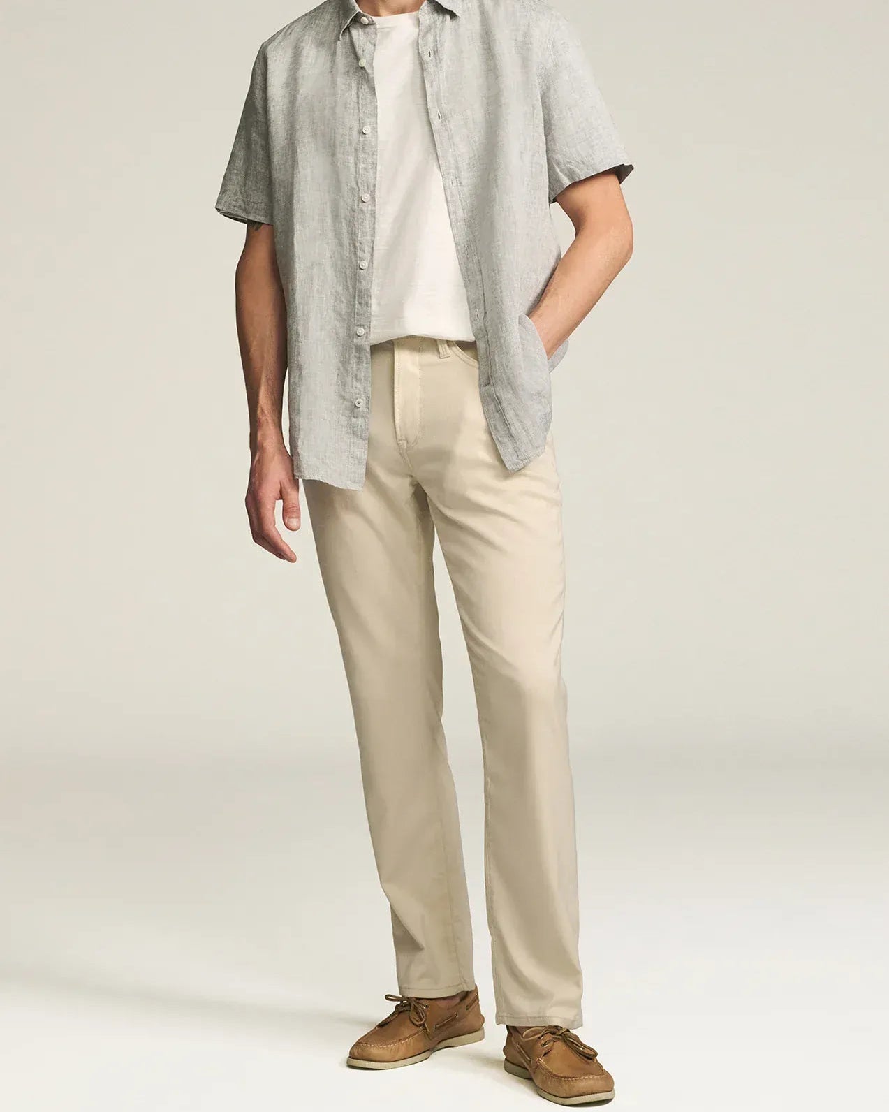 34 Heritage 5-Pockets Charisma Relaxed Straight Pants in Cream Cross Twill