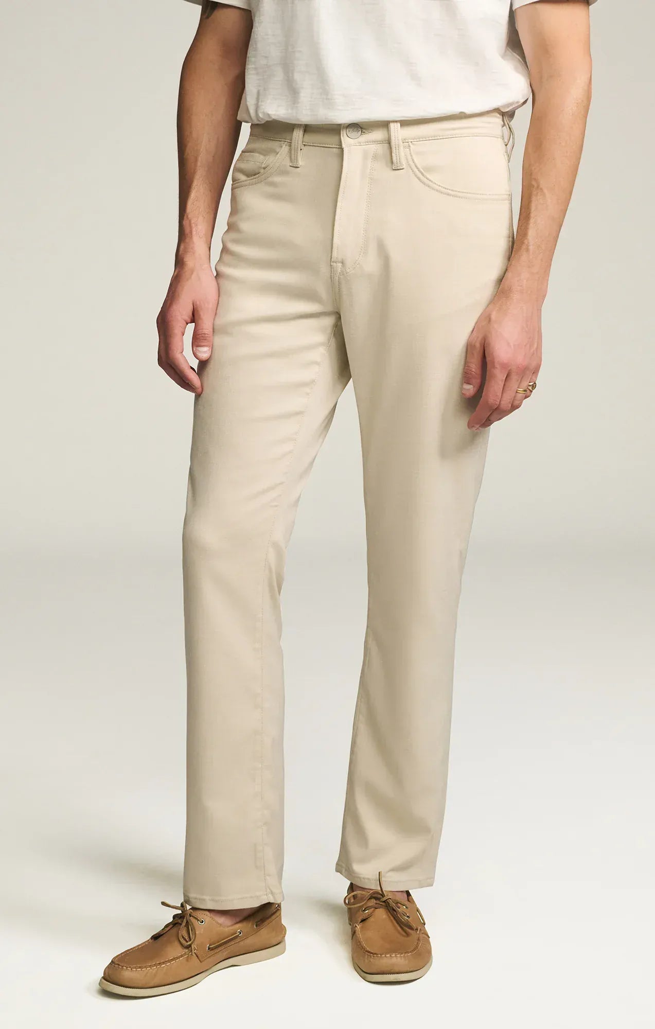 34 Heritage 5-Pockets Charisma Relaxed Straight Pants in Cream Cross Twill