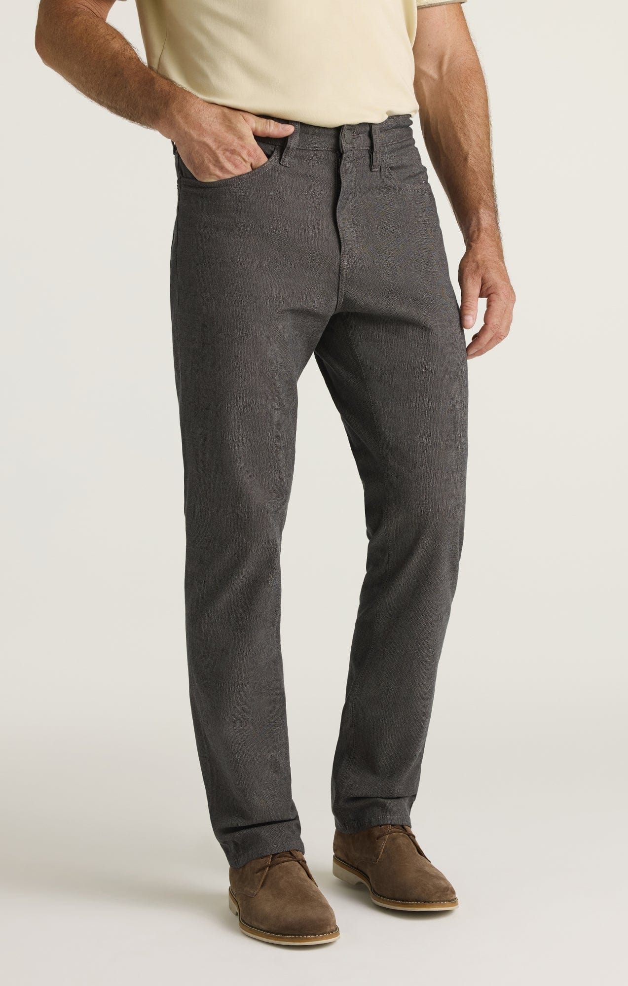 34 Heritage 5-Pockets Charisma Relaxed Straight Pants in Grey Herringbone