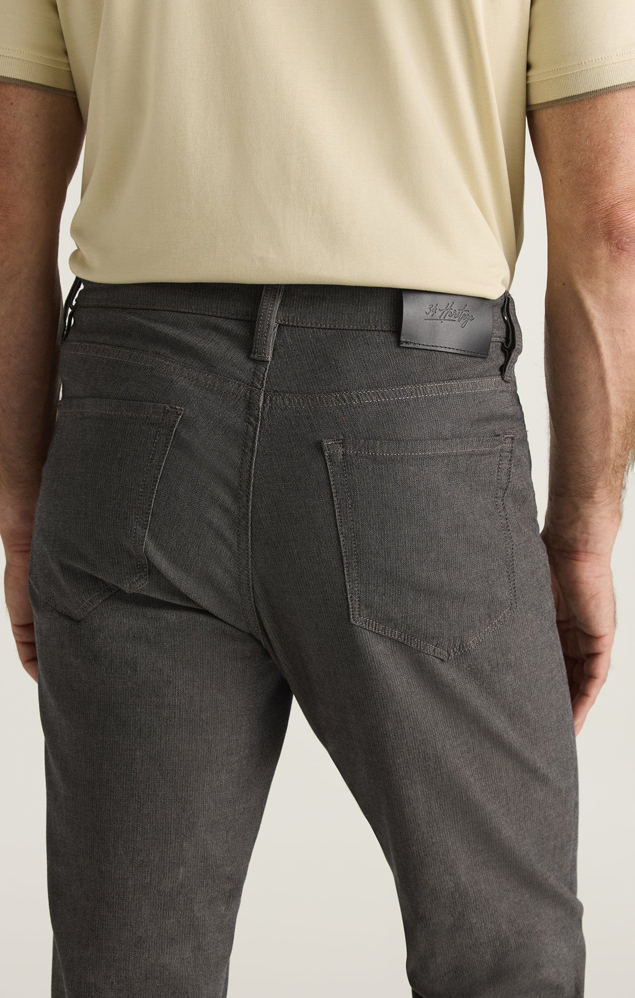 34 Heritage 5-Pockets Charisma Relaxed Straight Pants in Grey Herringbone