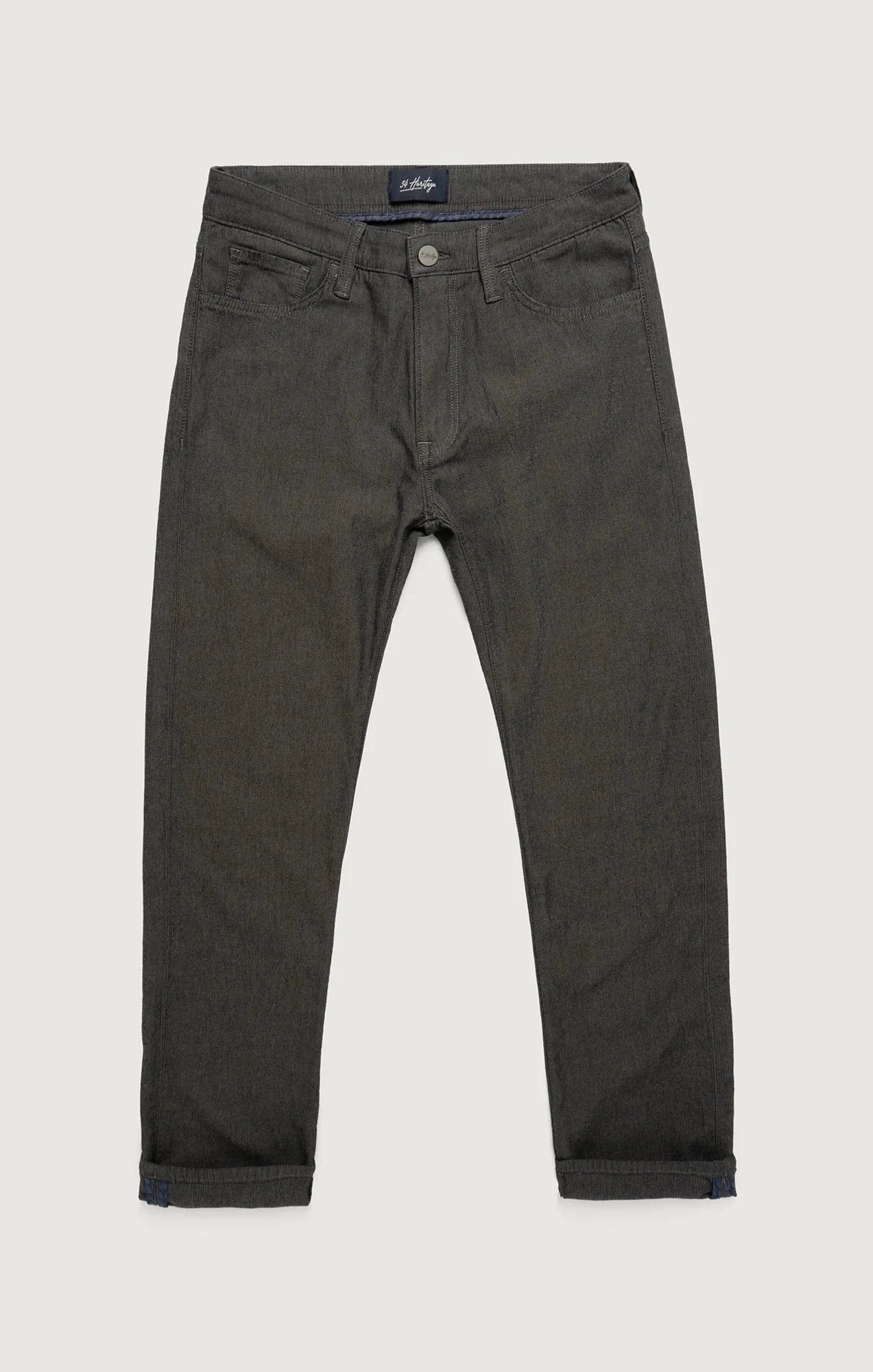 34 Heritage 5-Pockets Charisma Relaxed Straight Pants in Grey Herringbone
