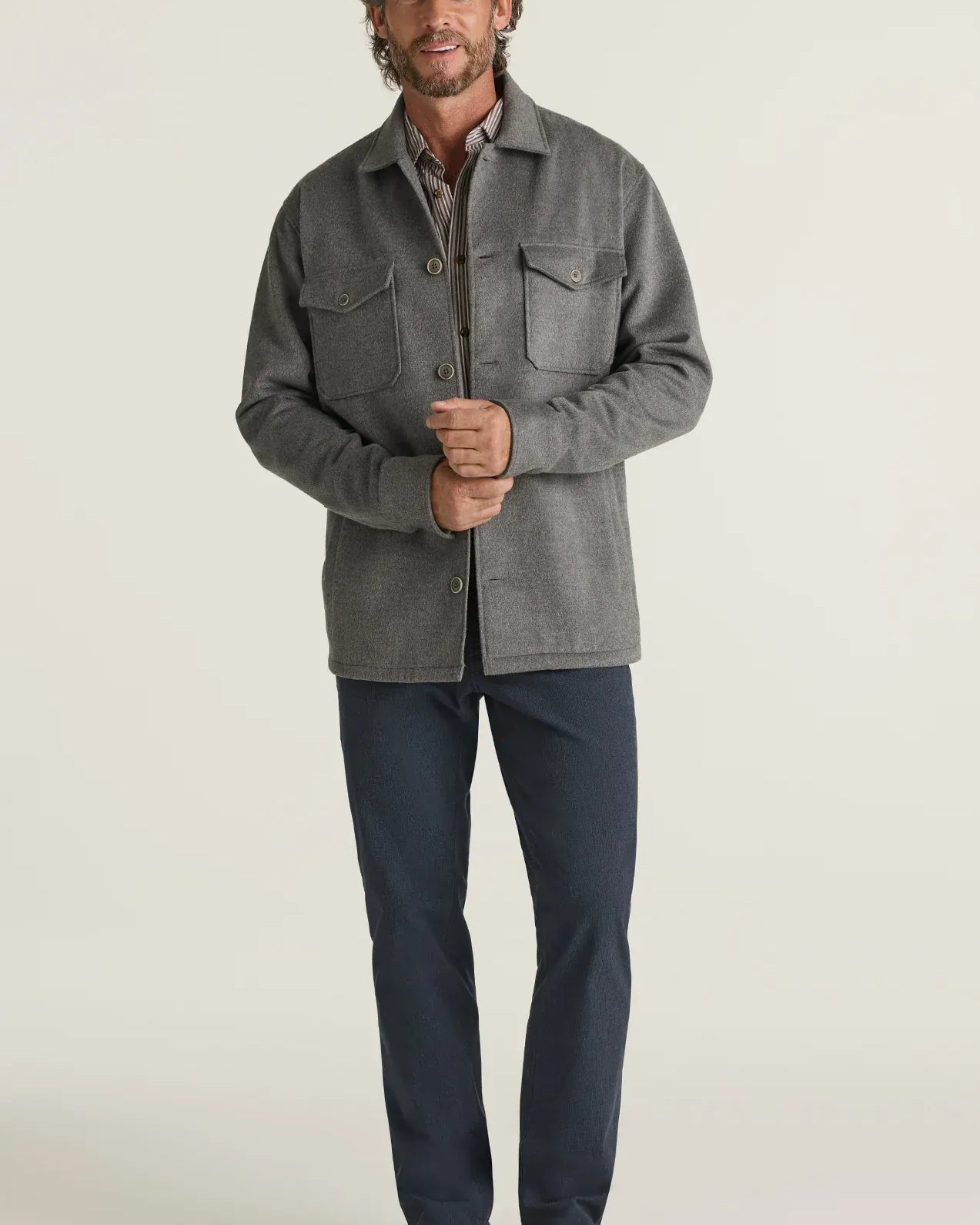 34 Heritage 5-Pockets Charisma Relaxed Straight Pants in Navy Herringbone