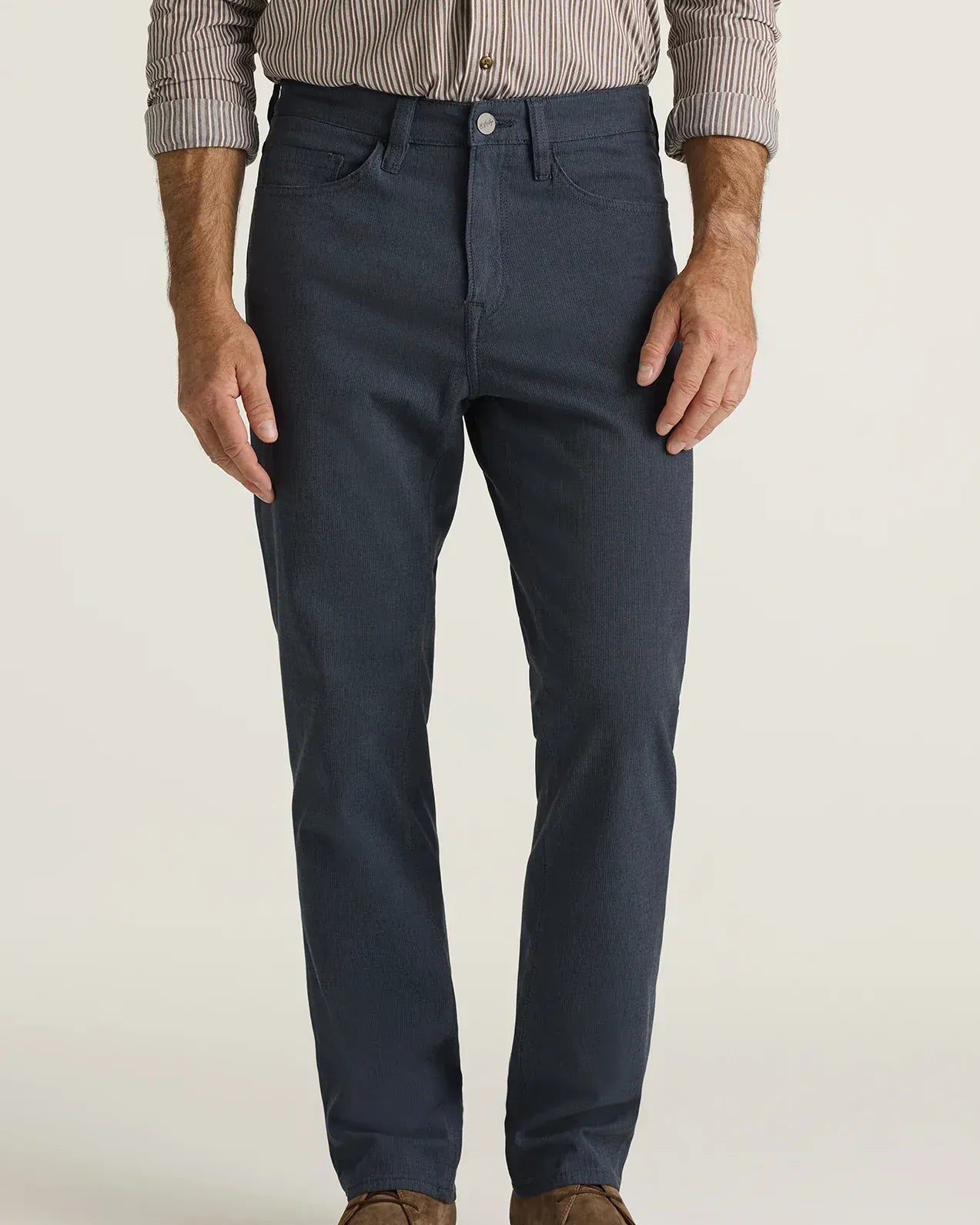 34 Heritage 5-Pockets Charisma Relaxed Straight Pants in Navy Herringbone