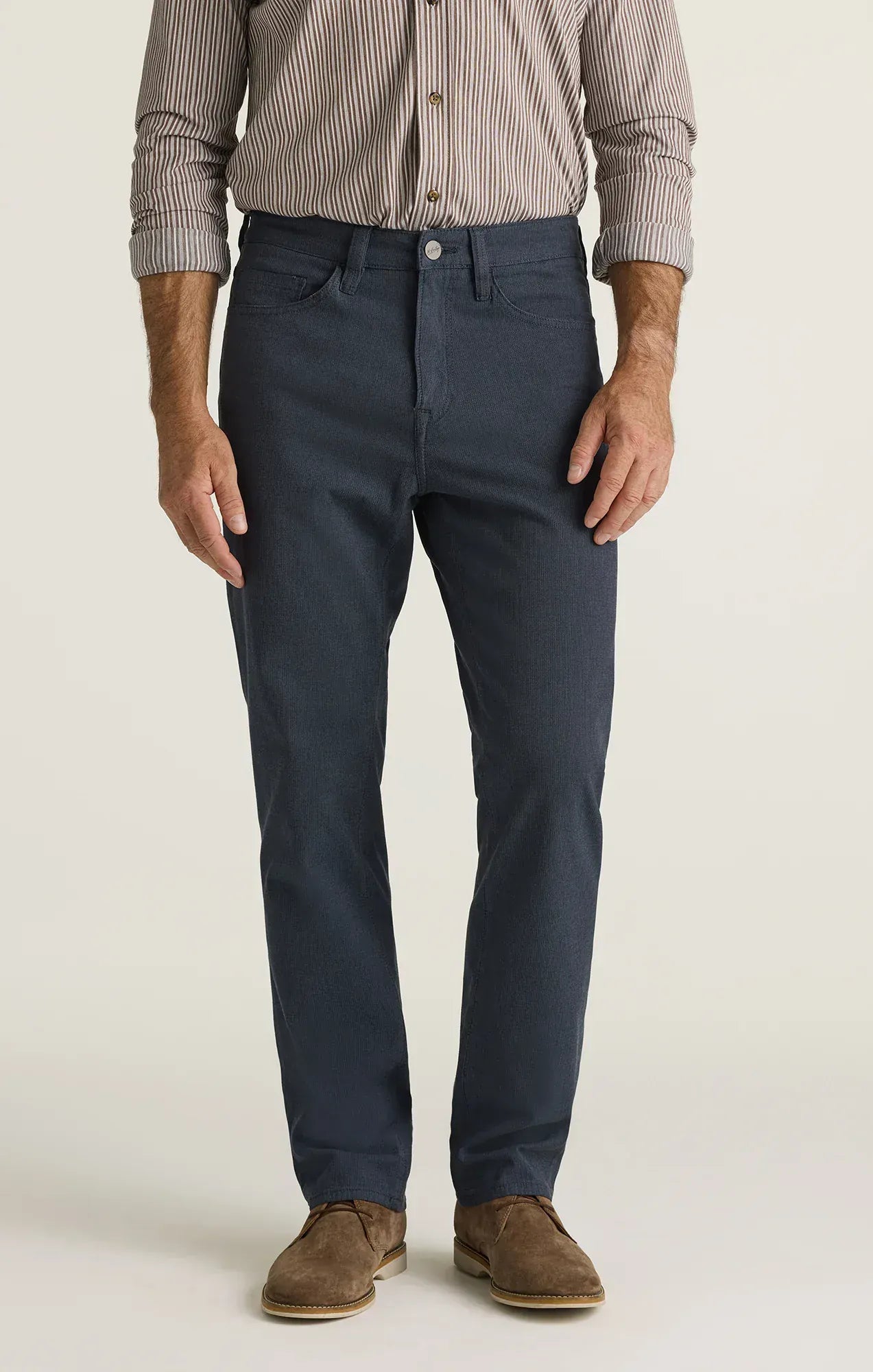 34 Heritage 5-Pockets Charisma Relaxed Straight Pants in Navy Herringbone